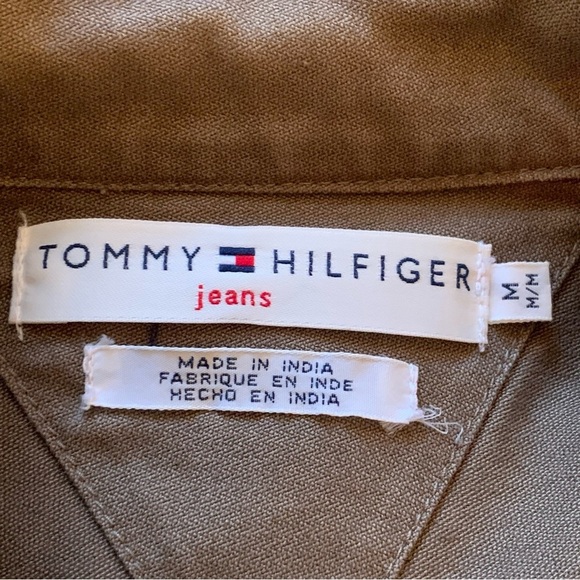 Y2K Tommy Hilfiger Olive Green Safari Army Jacket Khaki Size Medium M - Picture 8 of 9